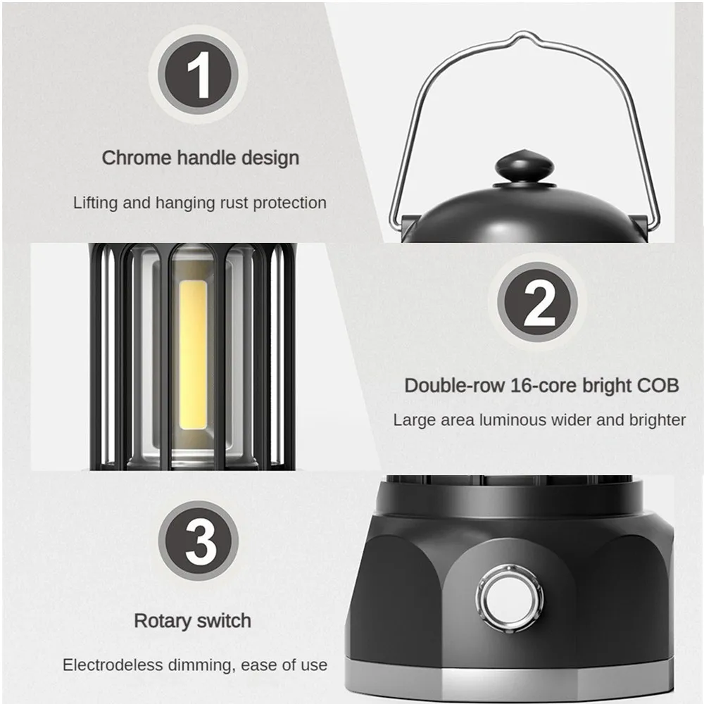 Портативный туристический фонарь в стиле ретро, керосиновая винтажная лампа для кемпинга с аккумулятором, 3 режима освещения, освещение детской палатки, для пешего туризма, скалолазания, двора