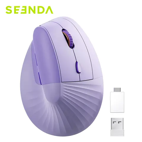 Seenda 수직 무선 마우스 충전식 인체 공학적 USB 및 유형 C 2 in 1 수신기 마우스 노트북 PC MacBook Windows Android