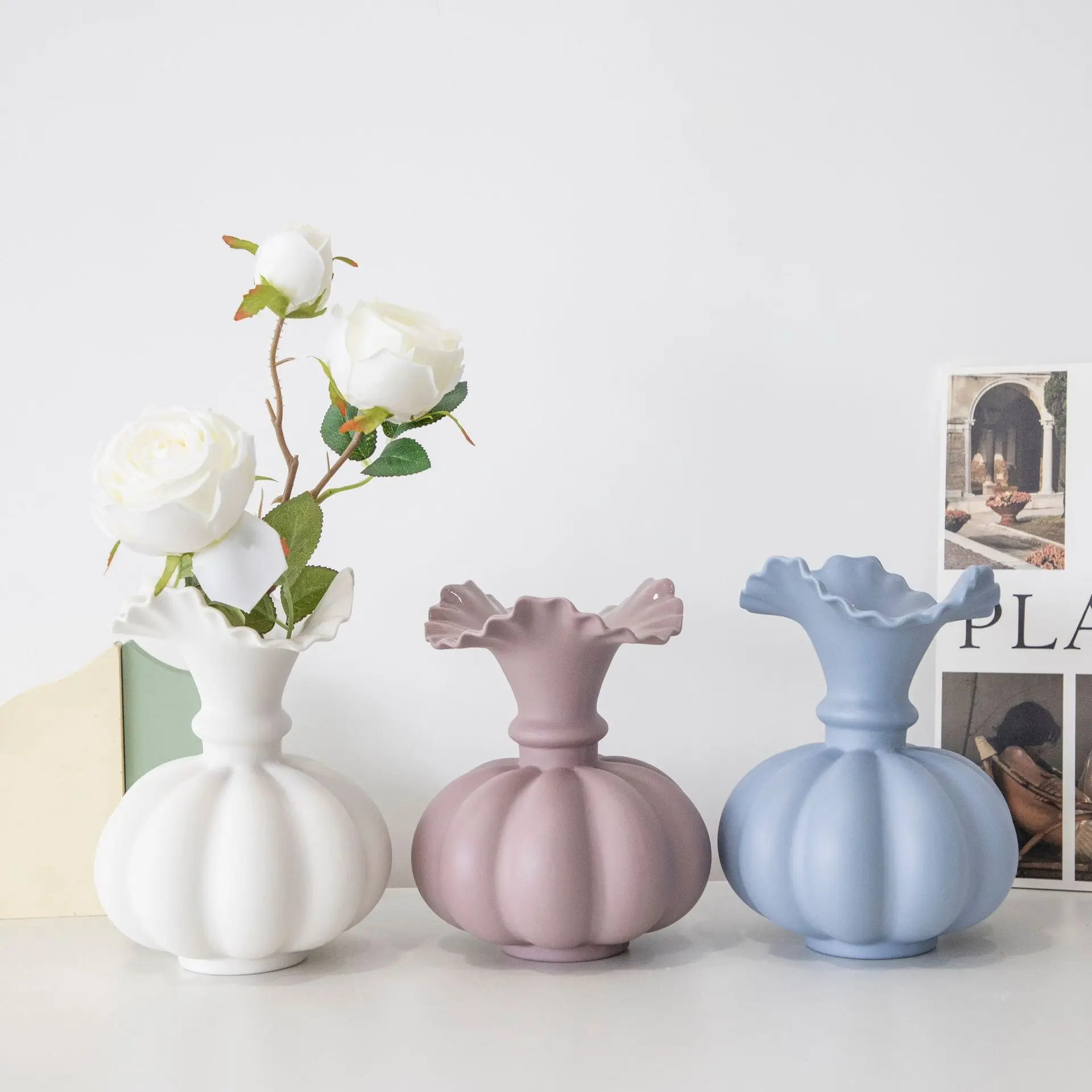 

Fashion Pumpkin Vase Decor Living Room Decor Modern Home Decoration Ceramic Vases Decoration Hotel Decoration Office Decoration