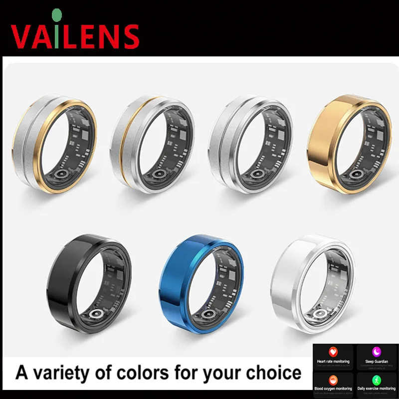 Smart Ring For Men Women Heart Rate Blood Oxygen Monitor Multi 5ATM & IP68 Waterproof Sports Ring Sleep Fitness For Android IOS