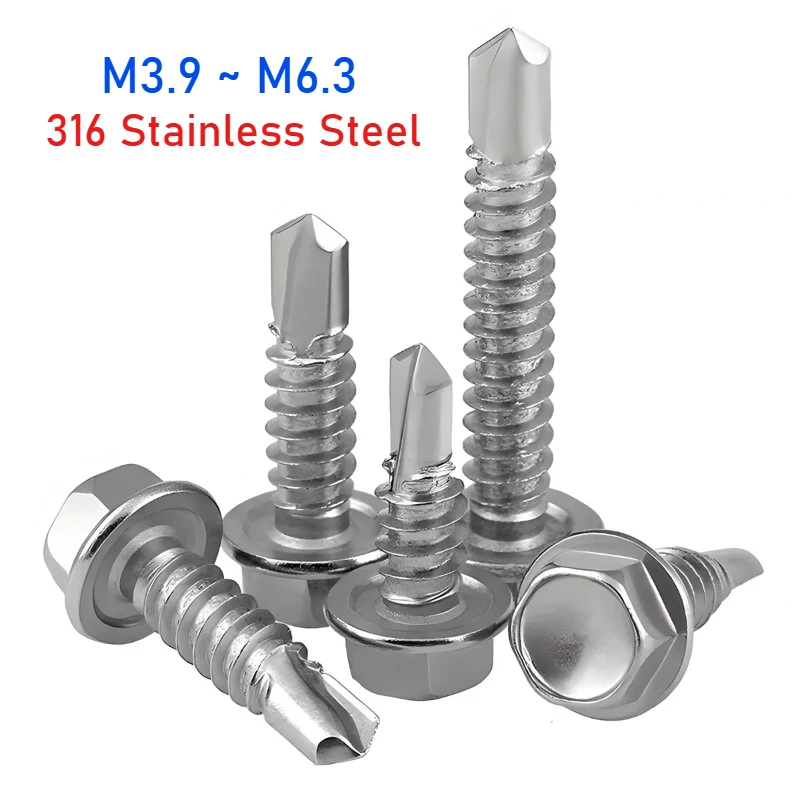 

M3.9 M4.2 M4.8 M5.5 M6.3 SUS316 Stainless Steel Outer Hexagon Self-drilling Screw Tapping Self-drilling Screw