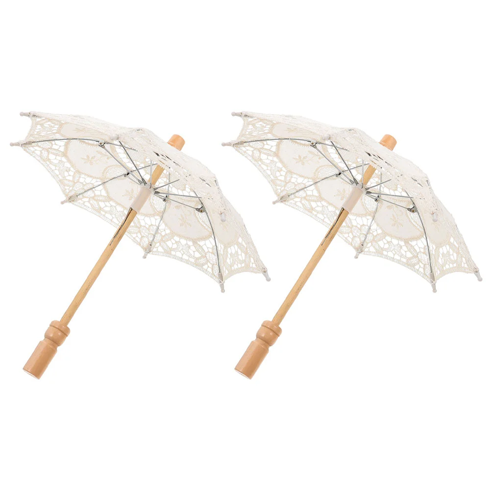 

Cotton Umbrella Parasol Vintage Bride White Bridal Lace Umbrellas for Tea Party Wedding