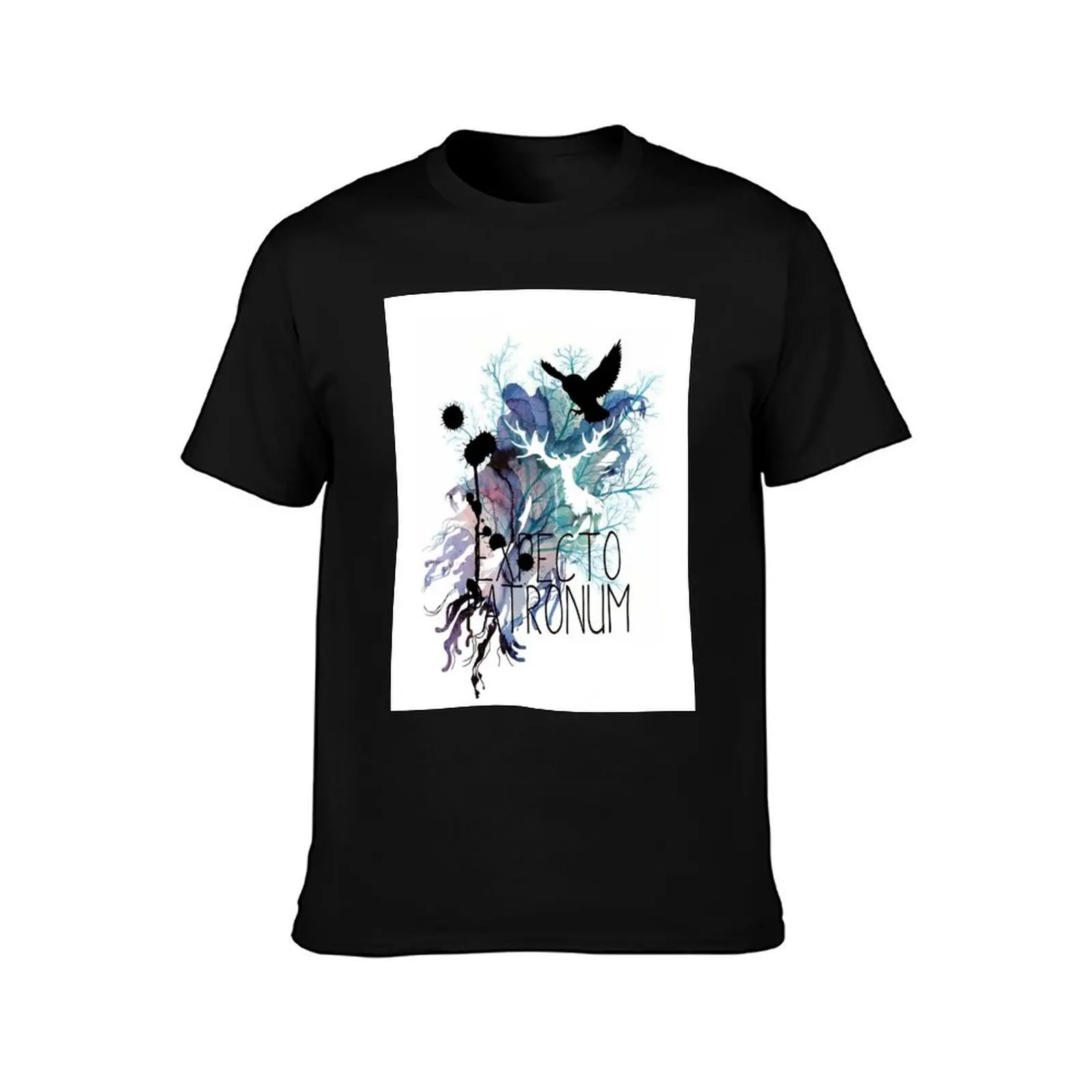 EXPECTO PATRONUM HEDWIG WATERCOLOUR 2 T-Shirt Big and Tall Crew Neck Tee T-Shirt