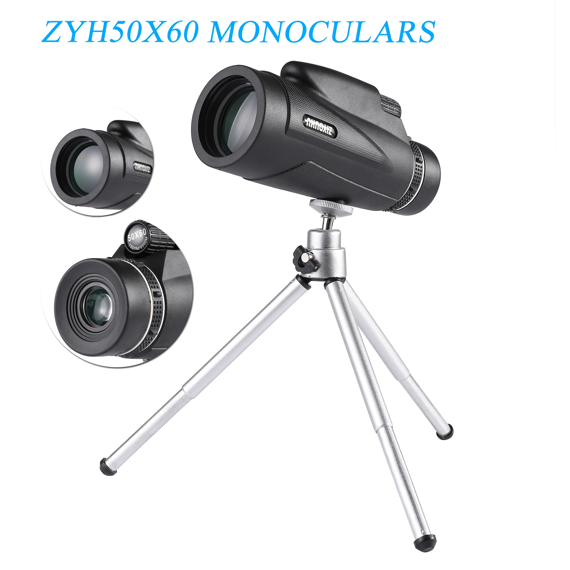 

Portable HD Low Light Level Night Vision Monoculars 50x60 Non-Infrared Large Eyepiece Handheld Outdoor Sports, Camping Telescope