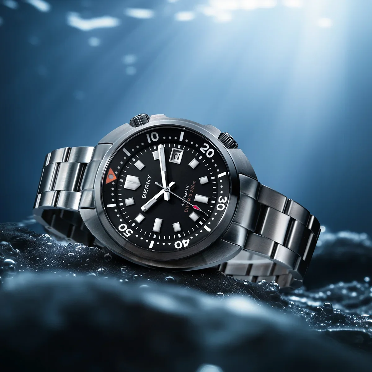 Reloj de buceo BERNY con compresor automático para hombre, reloj de pulsera superluminoso con zafiro, deporte de natación, relojes de buceo mecánicos para hombre 20ATM