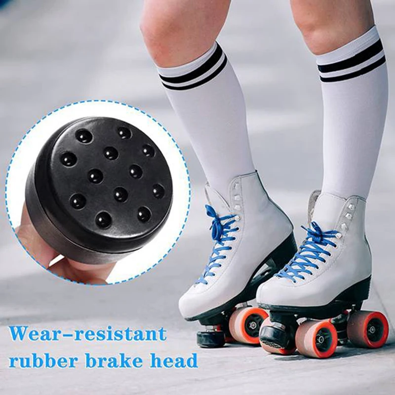 1 Pair 85A Roller Skates Toe Stops With 9/16 Inch (14Mm) Bolt, Adjustable Rubber Brake Block Stoppers For Quad Skates Black