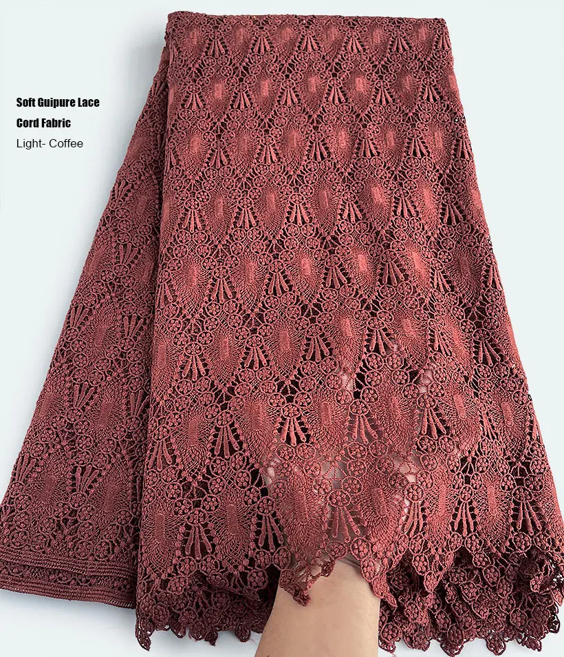 

Neat Embroidery Multicolor Cord Lace 5 yards African Guipure Lace Cupion Fabric Nigerian Ghana Casual and Occasional Wear