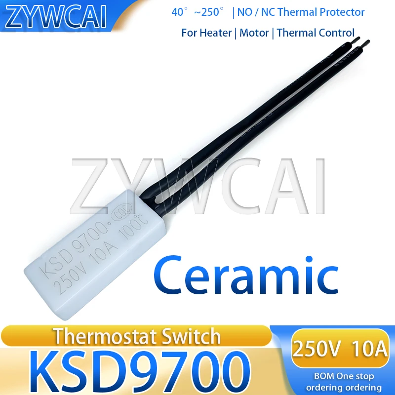10PCS Temperature Control Switch 45 Degrees to 150 Degrees NC NO KSD9700 10A Ceramic