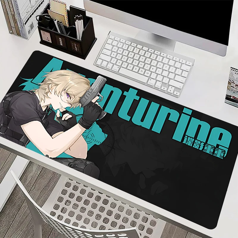 Computer Mousepad H-honkai Star Rail Aventurine Gaming Mouse Pad Oversized Anime Desk Mat Keyboard Pad Non-Slip Laptop Mouse Pad