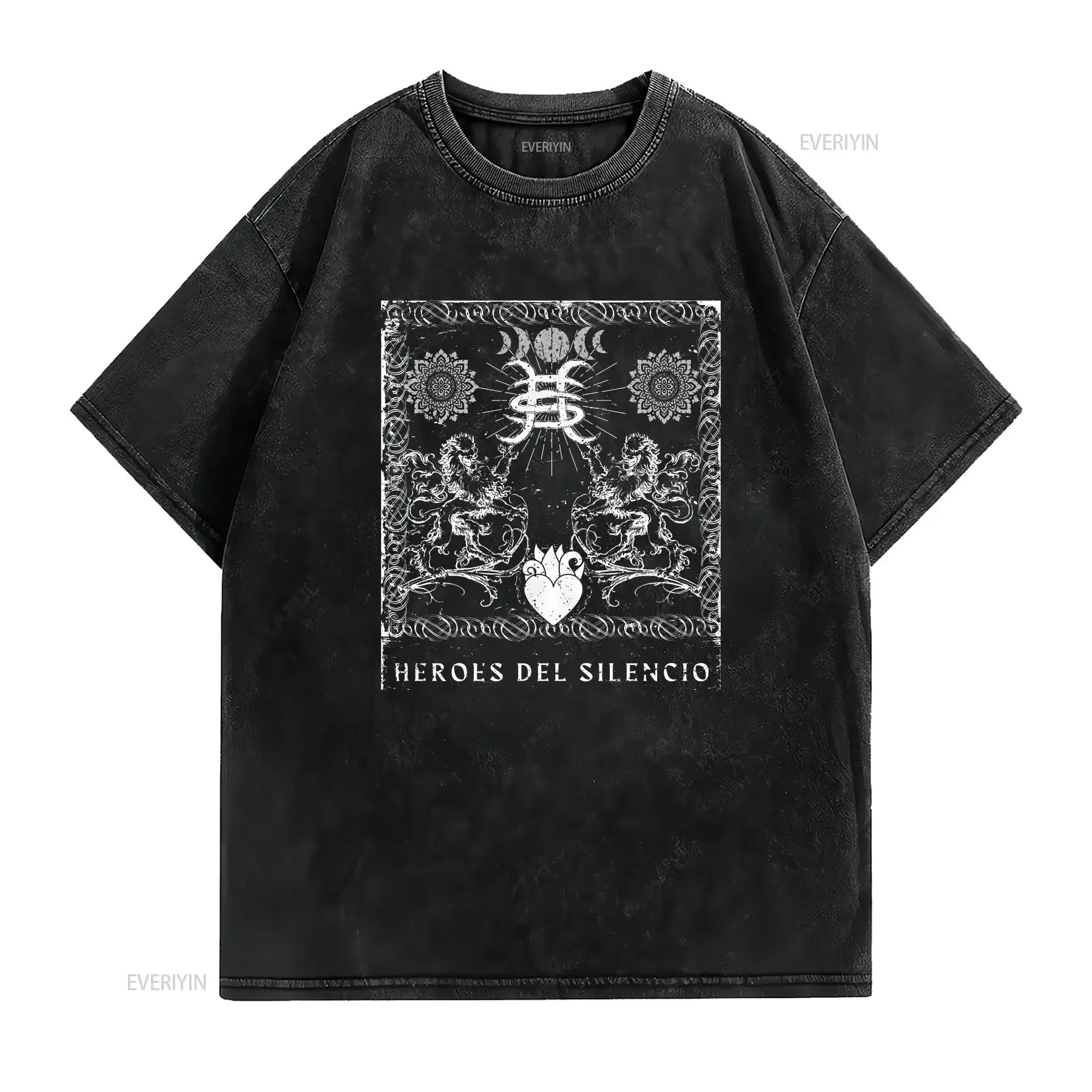 Heroes del Silencio Leones en blanco Softstyle T Shirt vintage Washed Comfortable graphic Top For Everyday Wear streetwear