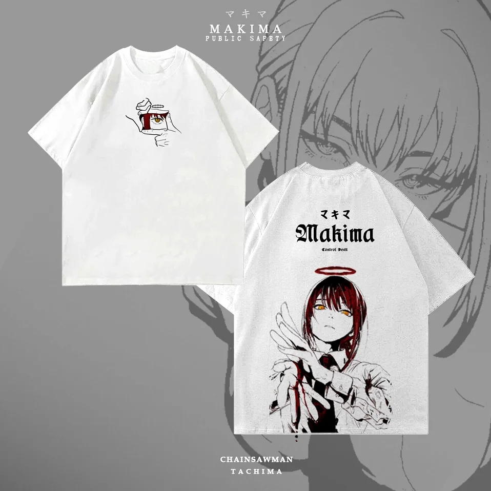 Y2k chainsaw man makima graphic t shirts anime oversized streetwear short sleeve top harajuku goth t shirt men clothing