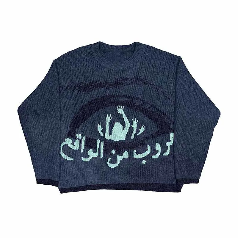 2024 New Hip-hop Street Gothic Wool Retro Pullover Sweater Knitted Sweater Men\'s Women\'s Y2K Harajuku Punk Sweater Knitwear