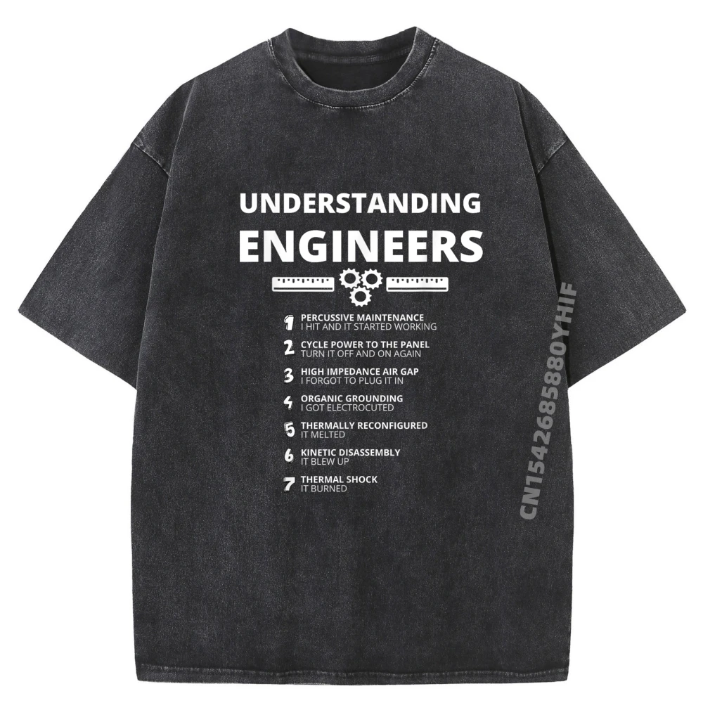 

Geek Understanding Engineers Забавные саркастические инженерные мужские футболки Свободная потертая рубашка в стиле ретро Роскошная дизайнерская одежда