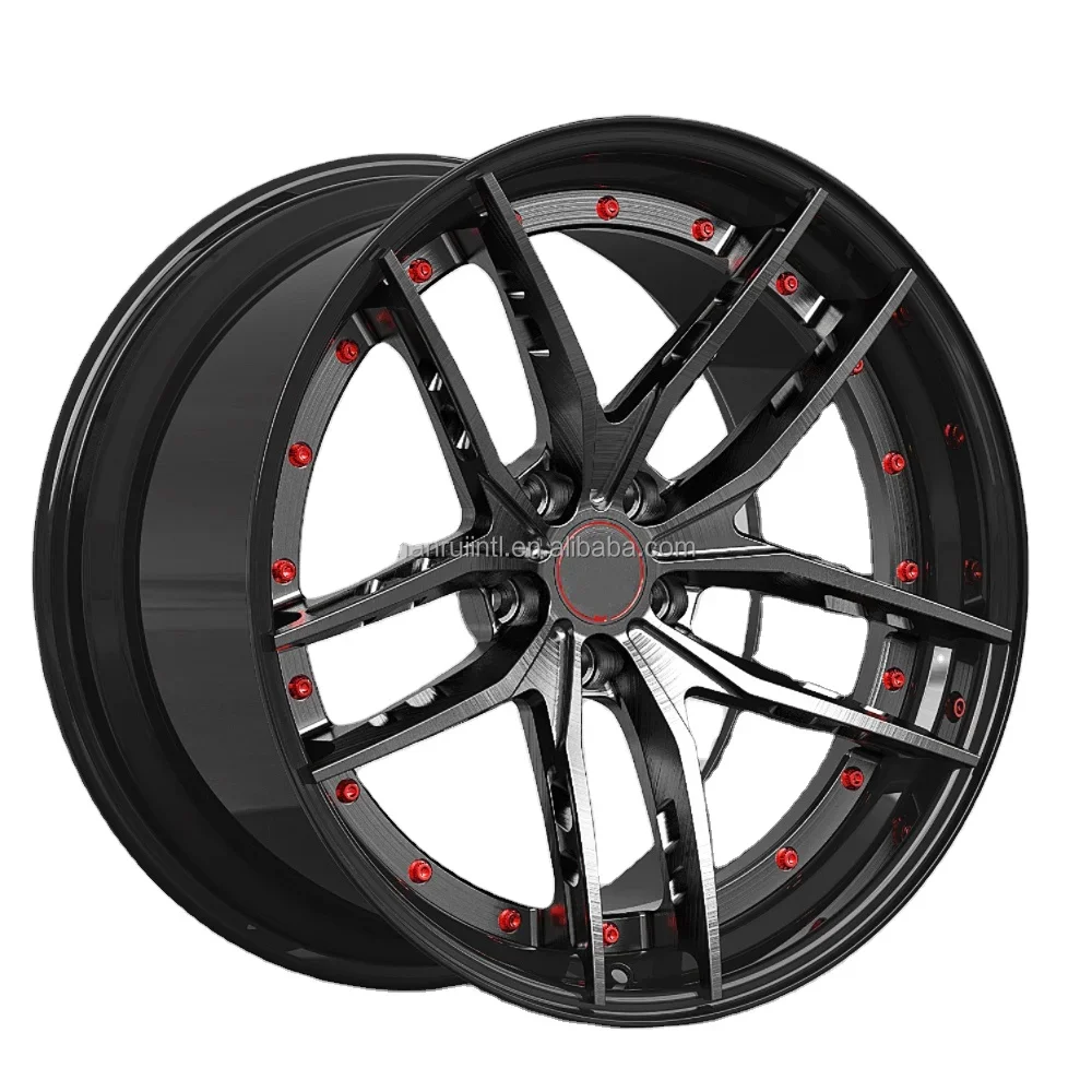 2pc forged wheels spokes with holes brushing color 18 19 20 21 22 inch deep concave alloy wheel rims 5x114.3 5x112 5x120