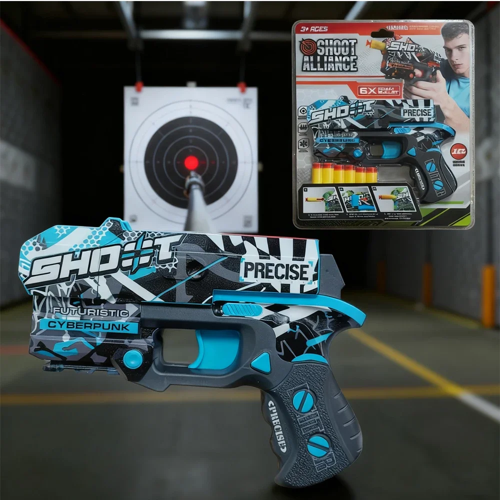 Soft Bullet Toy Gun Plastic Shooting Launcher with 6 Safe Foam Bullets Parent-Child Interactive Game Birthday Gift For kids