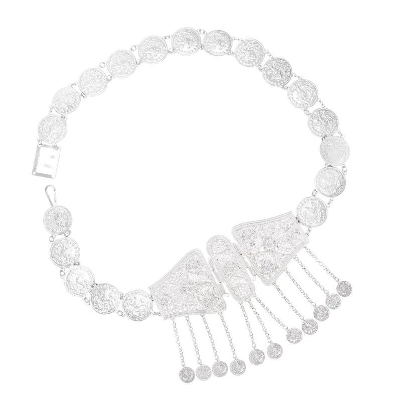 

Ethnic Coin Tassels Waist Chain Adjustable Waist Belt Alloy Texture