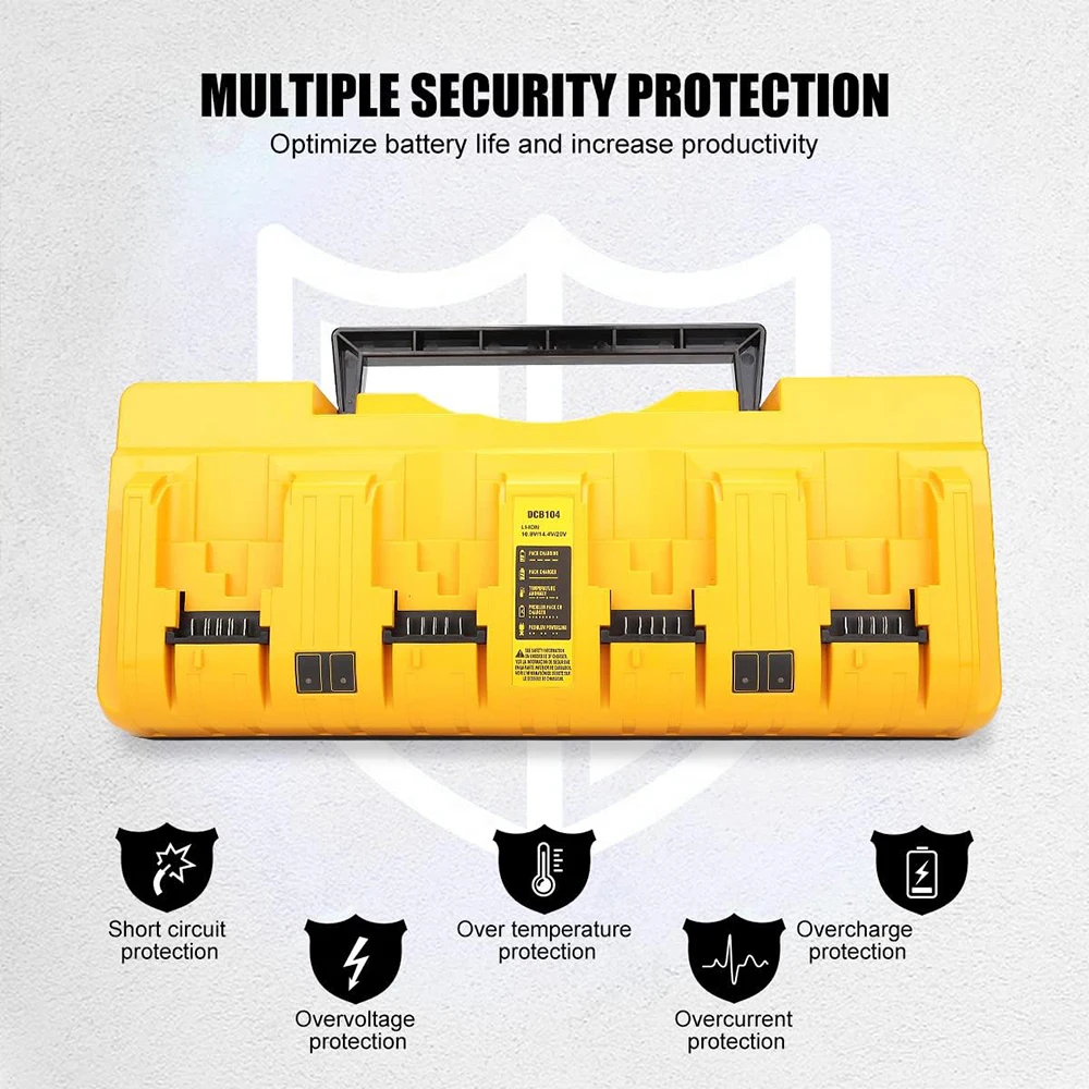 DCB104 Fast Charger for DeWalt 12V-20V Maximum Four-piece Lithium Battery Simultaneously DCB204 DCB205