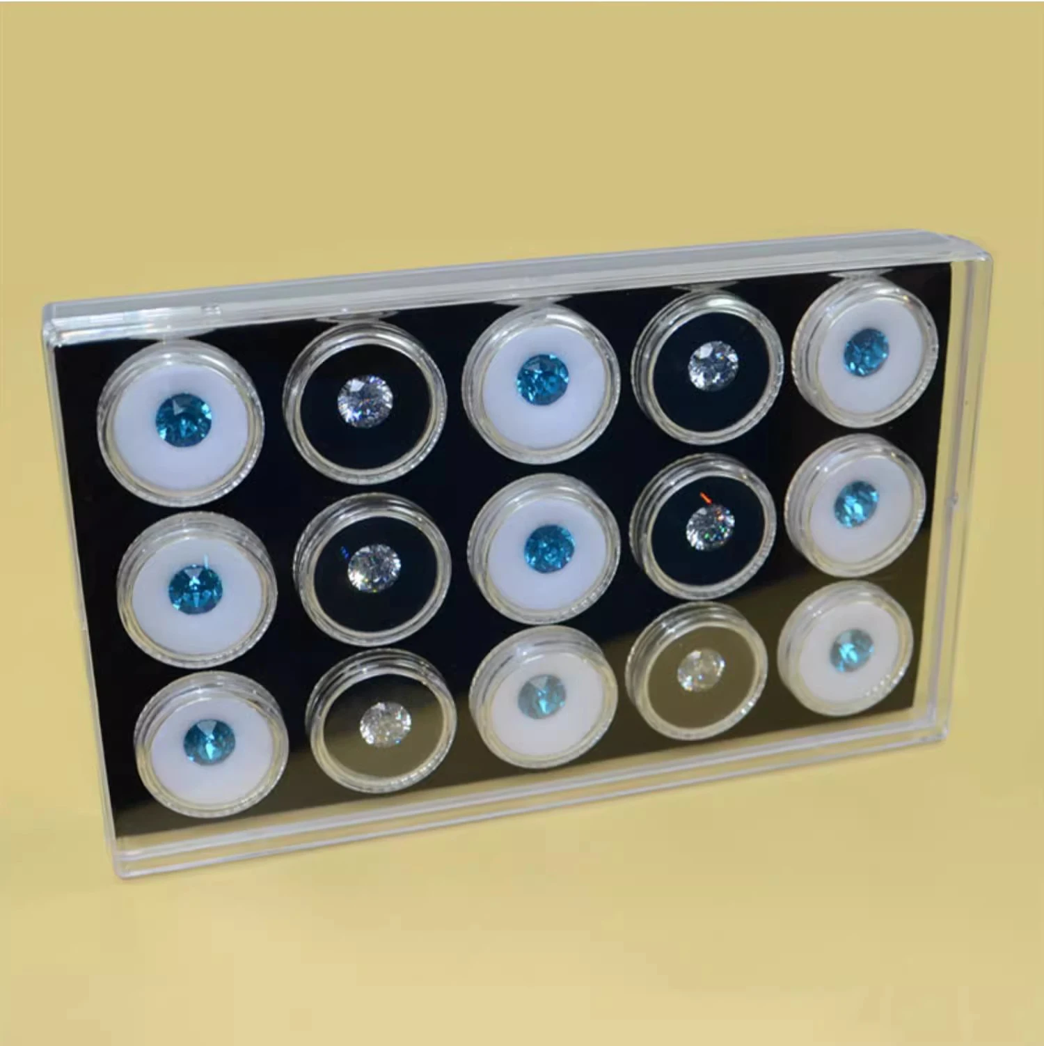 Transparent Loose Diamond Storage Box Acrylic Lid Gemstone Display Container Case Round Pearl Gem Jars Insert Holder Collector