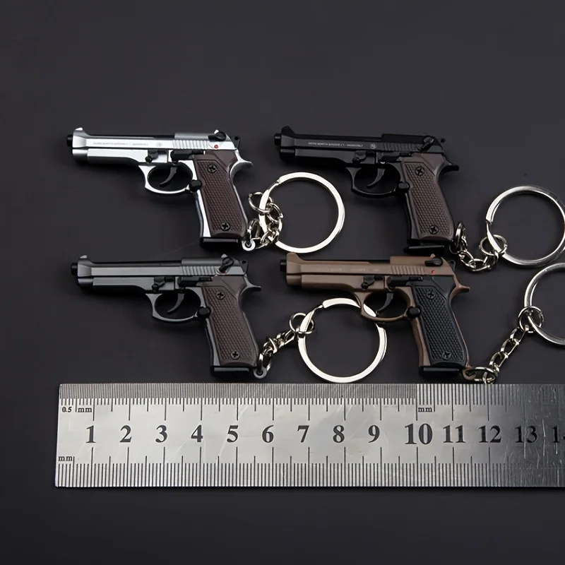2026 Tactical Pistol Keychain-1:4 Alloy Gun Model with Tassels&Clear Cover, Sporty Keyring Bag Pendant Gift for Men Mini Pendant