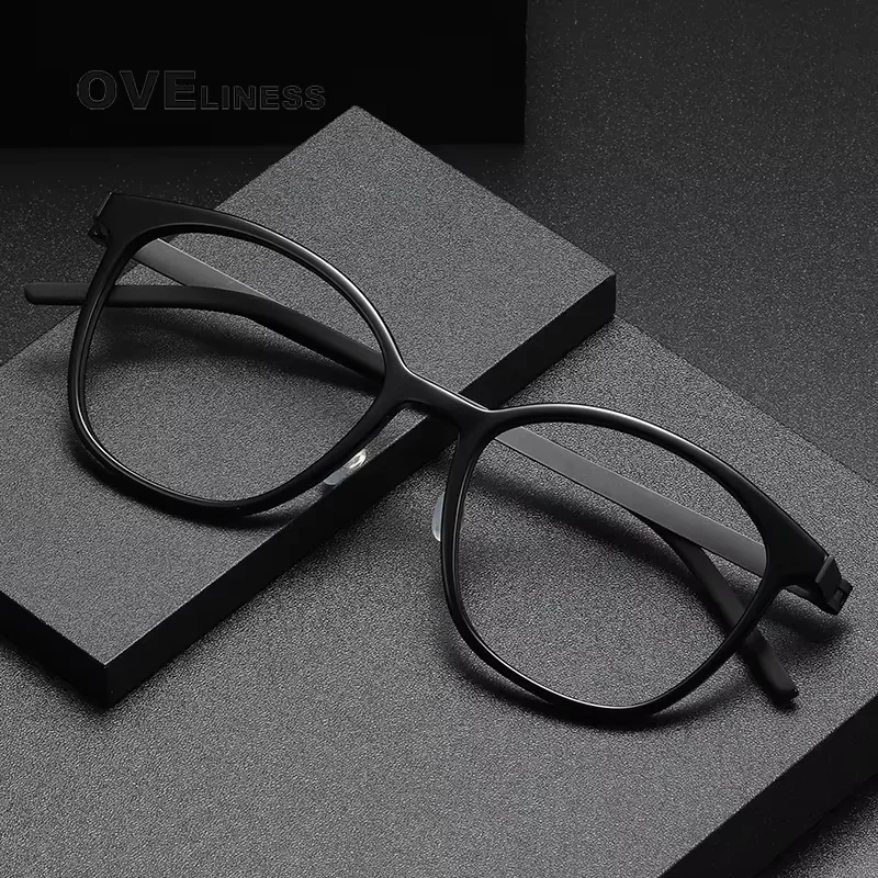 

Acetate Titanium Glasses Frame Men Retro Round Brand Design Eyeglasses frames Women Vintage Eyewear spectacles