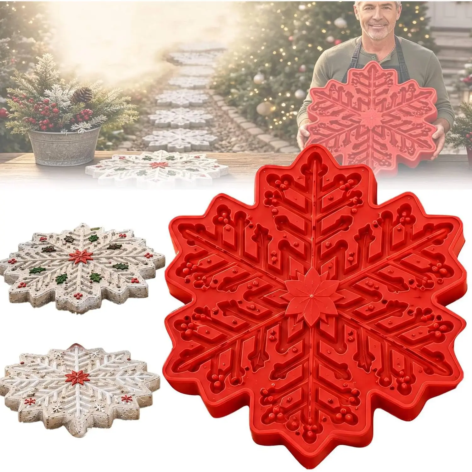 Reusable Sunflower Shaped Stepping Stone Mould Silicone Concrete Casting Diy Garden Walkway Path Pavement Decor Outdoor Ornament