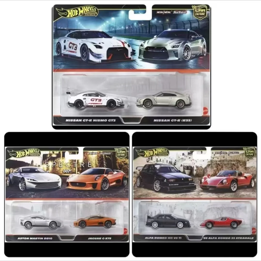 2025 매텔 핫휠 프리미엄 문화 어린이 장난감 1:64 다이캐스트 가속형 스바루 토요타 닛산 GTR 애스턴 마틴 알파 로메오 차량 모델 선물 더블 카 세트