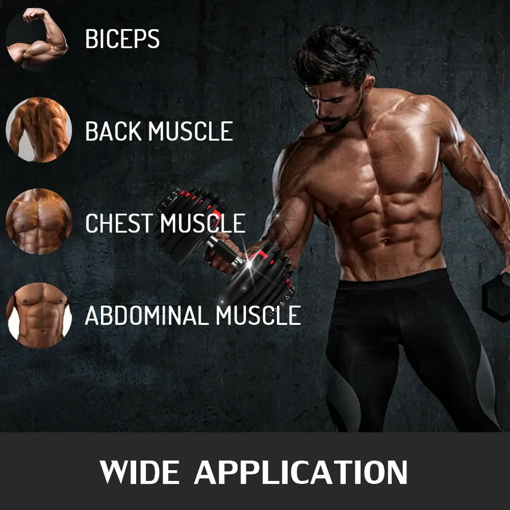 SIHAO 24 kg verstellbares Hantelset für Heimtraining, Fitnessgeräte, rutschfester Griff, Ganzkörpertraining, Arm, Muskelaufbau – Detail 8