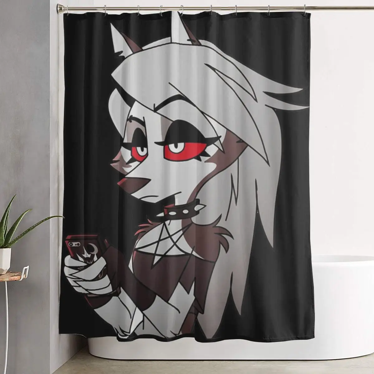 

Helluva Boss Loona Shower Curtain Bathroom Polyester Waterproof Bath Curtains with Hooks