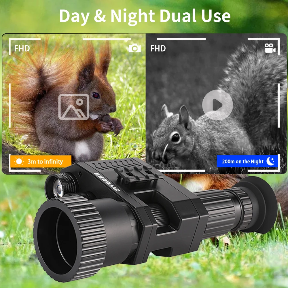 Ziyouhu Nieuwe Digitale Hd Nachtzicht 720P/1080P Videocamera Kruiscursor Optiek Infrarood Monoculaire Achterkant Toevoegen Op Telescoopjacht