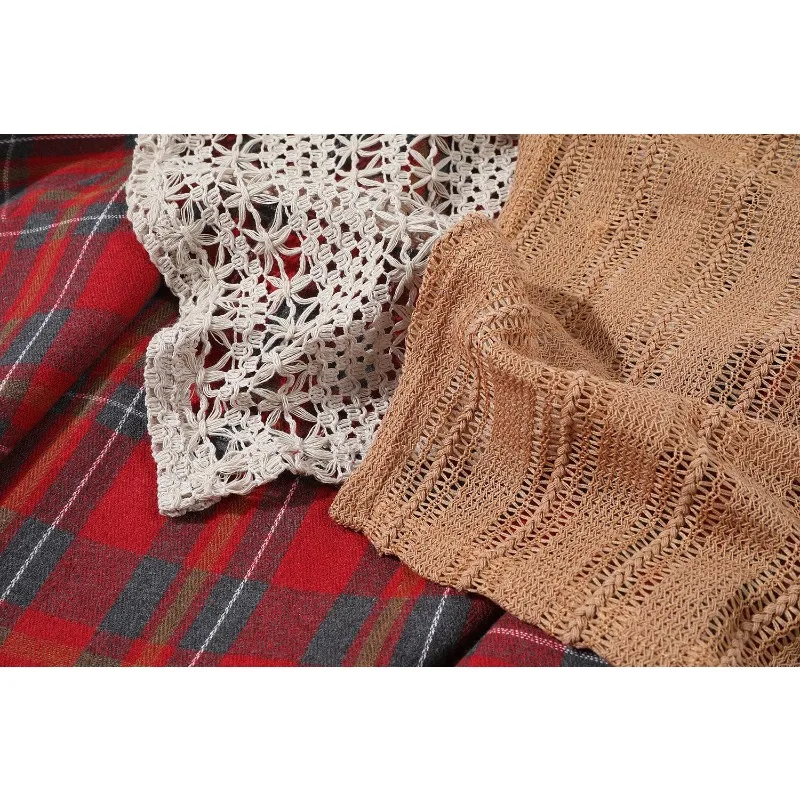 1 stks dames vintage hoge taille lange rok onregelmatige geruite kant patchwork halve rok retro a-lijn rok voor dagelijks gebruik