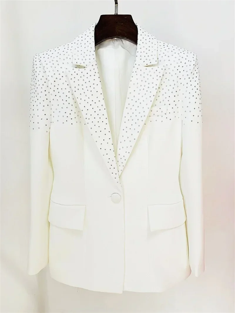 Ensemble jupe Citrowomen blanche imbibée pour femme, blazer formel, bouton unique, mini robe de Rhcourte, veste élégante pour femme, manteau de bureau