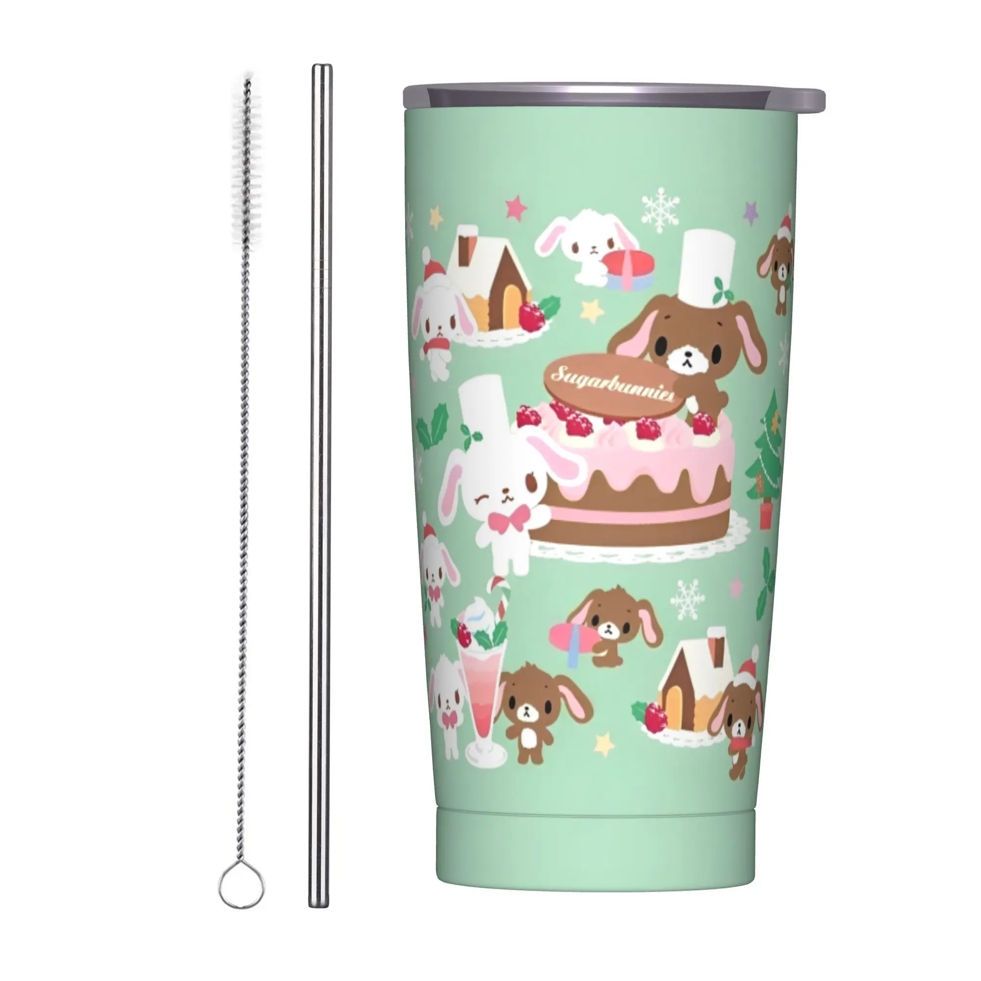 

Cute Sugarbunnies Insulated Tumbler with Lid Stainless Steel Thermal Mug Outdoor Portable Thermos Bottle Cup, 20oz