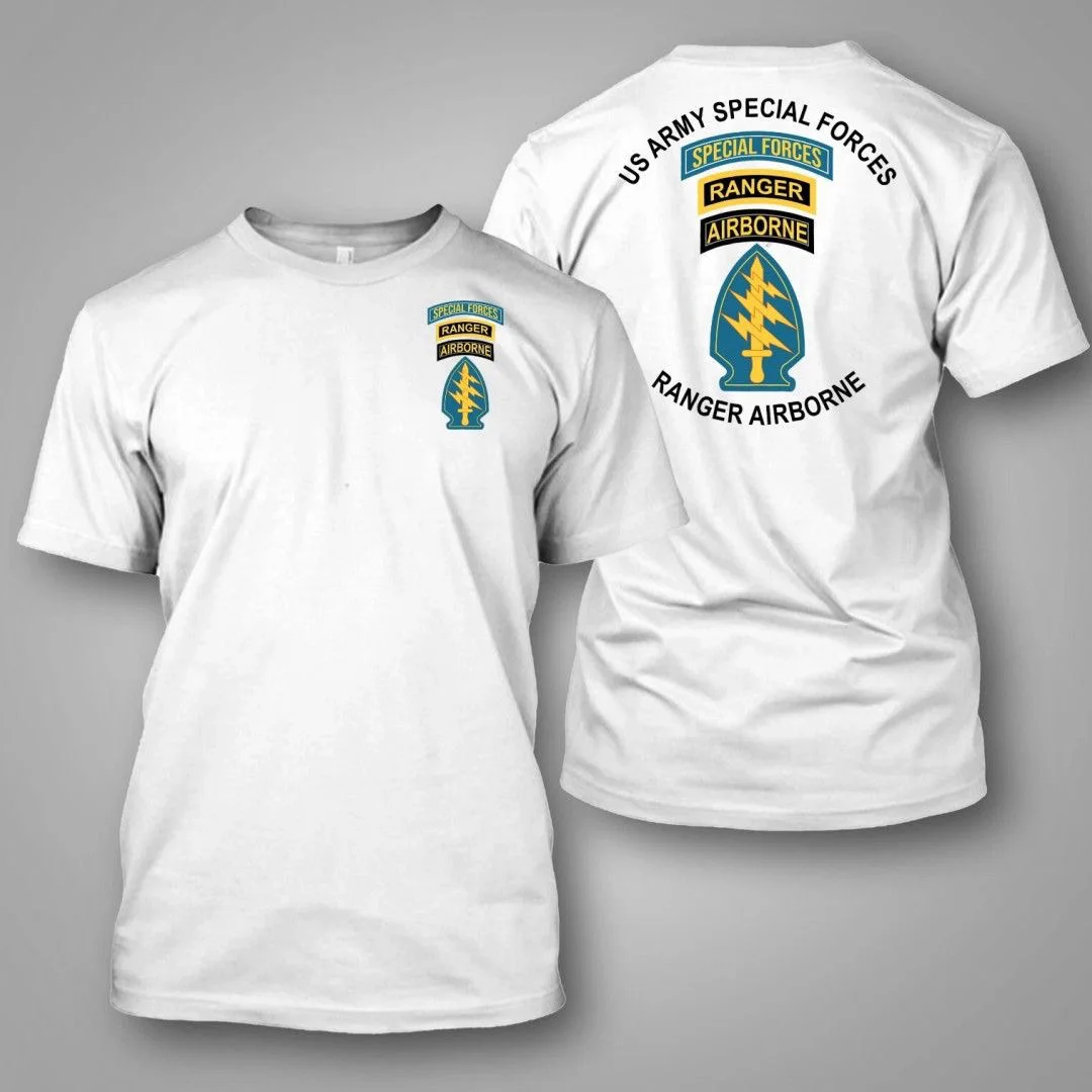 US Army Special Forces Ranger Airborne Print T Shirt Men Military Veteran Cotton Short Sleeve Tactical Casual Streetwear Tops