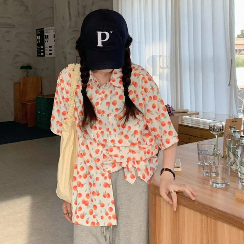 

Floral Shirts Women Sweet Japanese Style Summer Thin Casual College All-match Fashion Ulzzang Classic Chic Personality Holiday