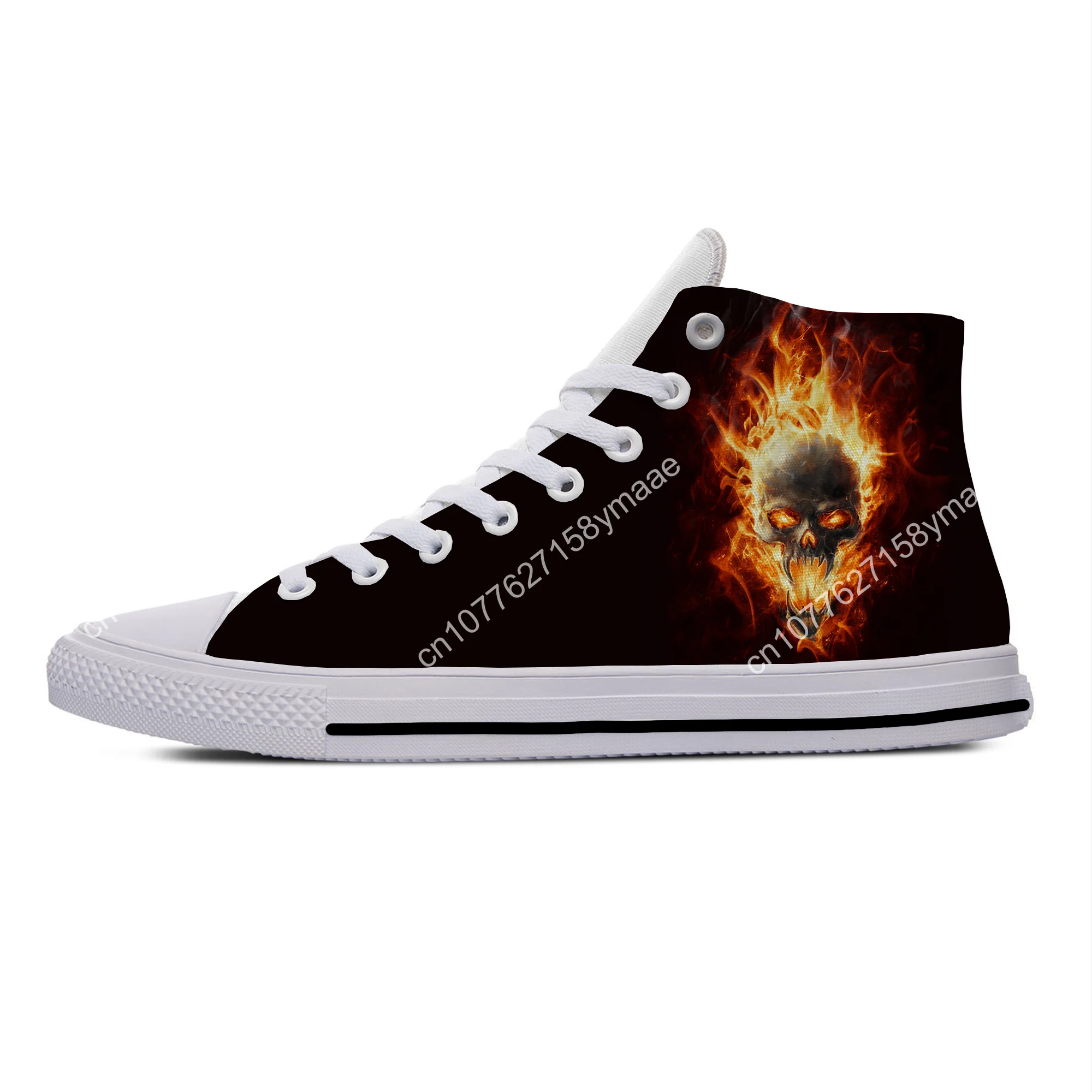 Hot Summer Anime Cartoon Flame Fire Flaming Fashion Funny Casual Cloth Shoes High Top 3D Print Men Women Classic Board Shoes