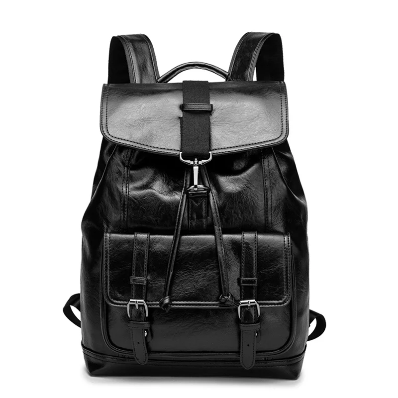 Imagem -02 - Mochila de Couro pu Masculina Mochila Escolar Mochila de Viagem Grande Capacidade Casual Alta Qualidade Combina com Tudo Estudante Masculino Moda Tendência