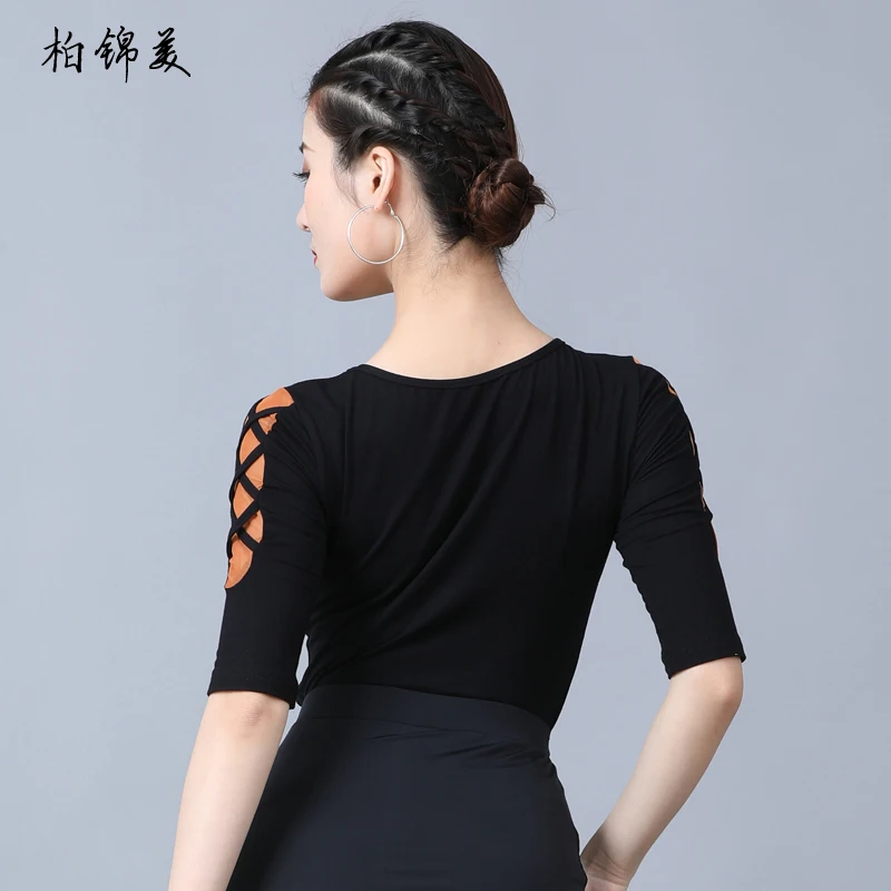 Latin dance shirt female adult new sleeve clothing competition performance modern dance training national standard dance practic