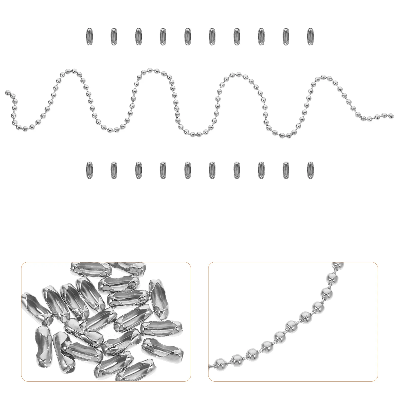 

1 set 1 Set 1 Beaded 20 Connectors Pull Chain Extension For Ceiling Fan Lamp Accessories Chain Extender Connector Silver