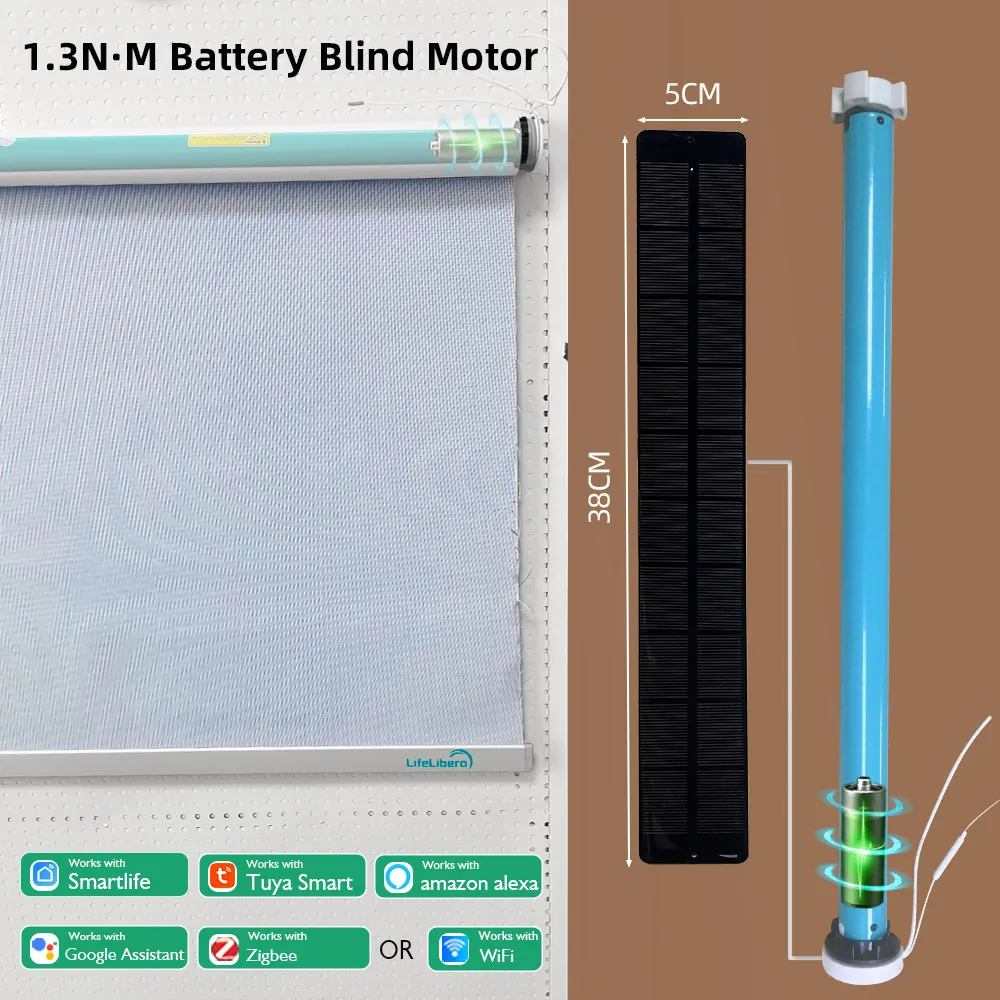 LifeLibero Tuya WiFi ZigBee Battery Smart Curtains Roller Blinds Shade Tube Motor For37 38mm Remote Control Support Alexa Google