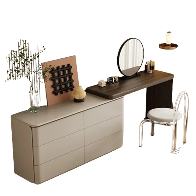 Chair Apartment Dressing Table Cabinet Makeup Retractable Wood Dressing Table grey Storage Penteadeira Para Quarto Fruniture