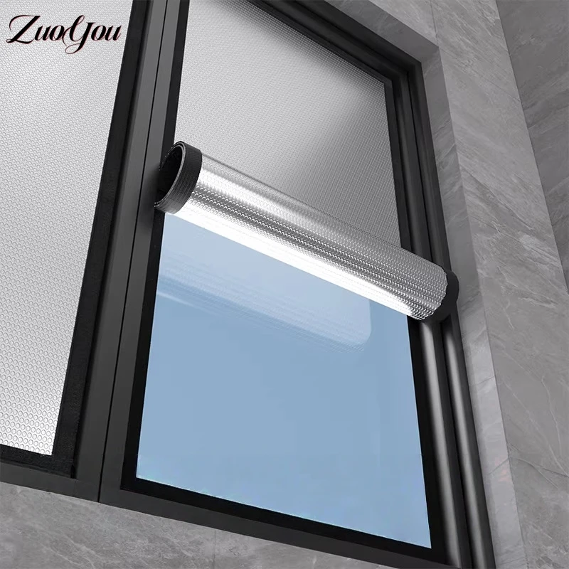 Reflective Window Shade Thermal Insulation Self-adhesive Curtains Aluminum Foil Blackout Sun Block Window Cover for Living Room
