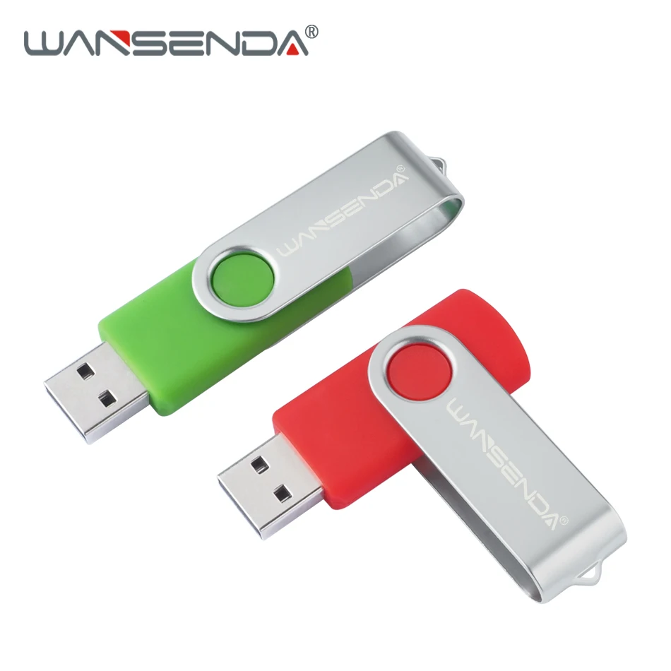 WANSENDA USB Flash Drive Rotation Pen Drive 128GB 64GB 32GB 16GB 8GB Metal Pendrive 256GB USB 2.0 Flash Memory Stick