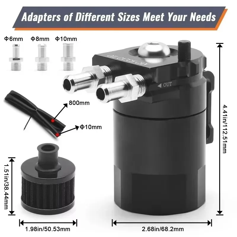 

Для польской перегородки автомобиля, универсальный комплект масляных банок с адаптером, черный, 300 мл, алюминиевый масляный бак, комплект резервуара, топливного бака двигателя