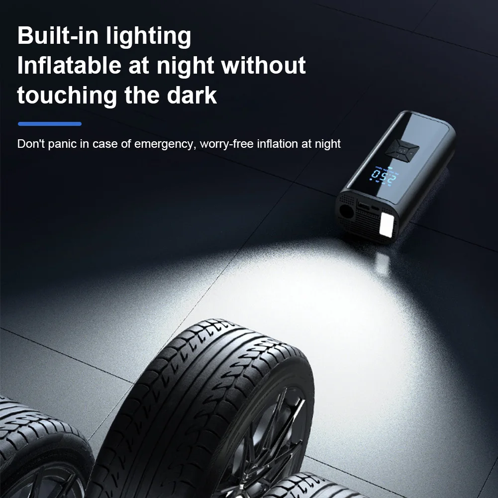 

150PSI велосипедный воздушный компрессор со светодиодной подсветкой, автомобильный насос для накачивания шин, ЖК-дисплей, автомобильный воздушный насос для автомобиля, велосипедного шара