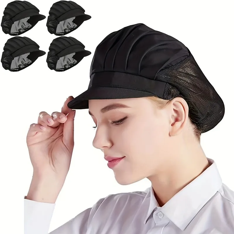 

1/2/5pcs Cotton Pleated Breathable Work Cap with Mesh Back Anti-hair Loss Chef Hat