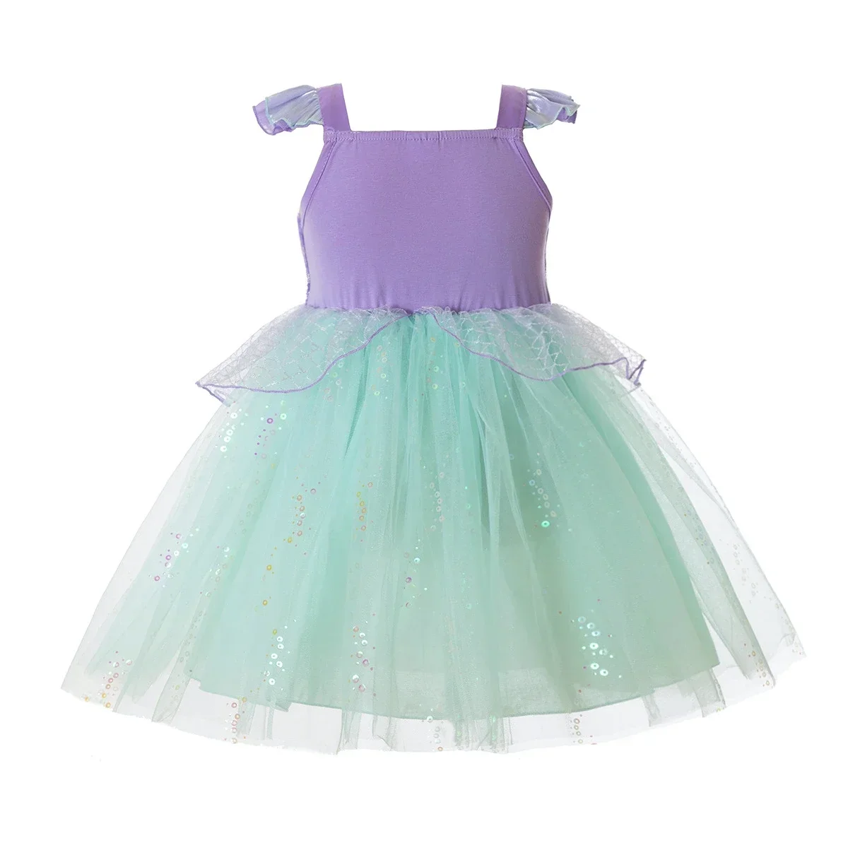 Mädchen Meerjungfrau Prinzessin Kostüm Kleid Lila Grüner Tüllrock Kinder Karneval Geburtstag Halloween Faschingsoutfit – Detail 4
