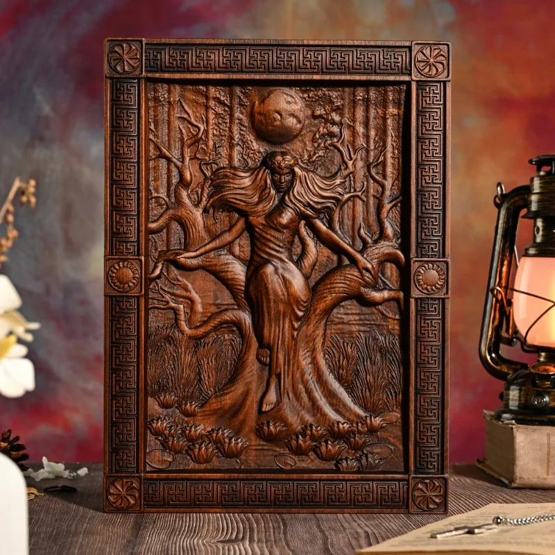 Wooden Carving Mara Slavic Goddess of Winter and Death Pagan Mythology Wall Art Decor