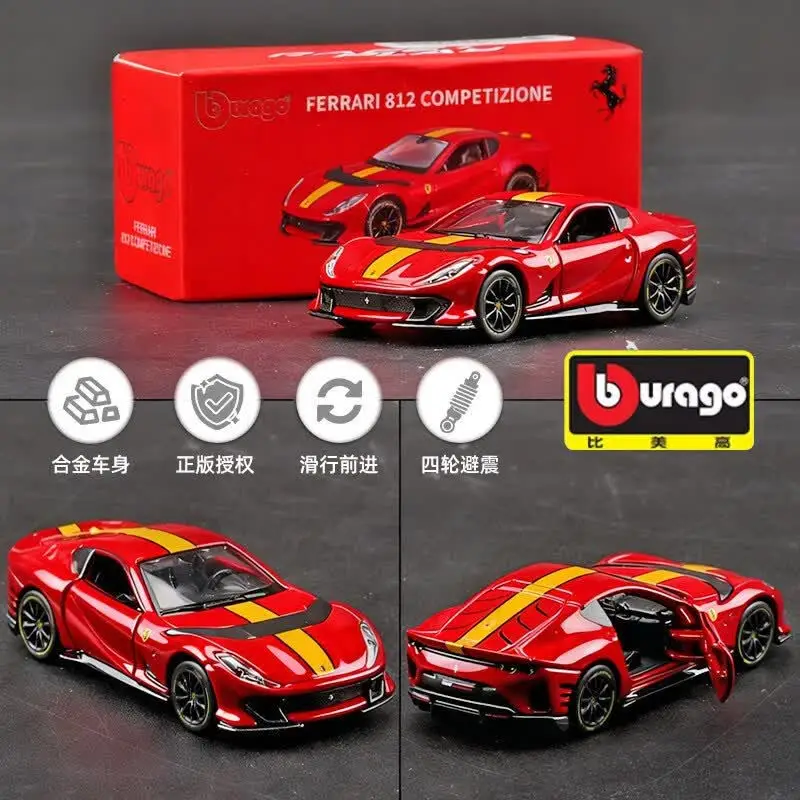 Bburago 1:64 Ferrari Diecast Car Model Porsche 911 Mercedes-Benz Collectible Alloy Vehicle Toy Lamborghini Birthday Gift view 2