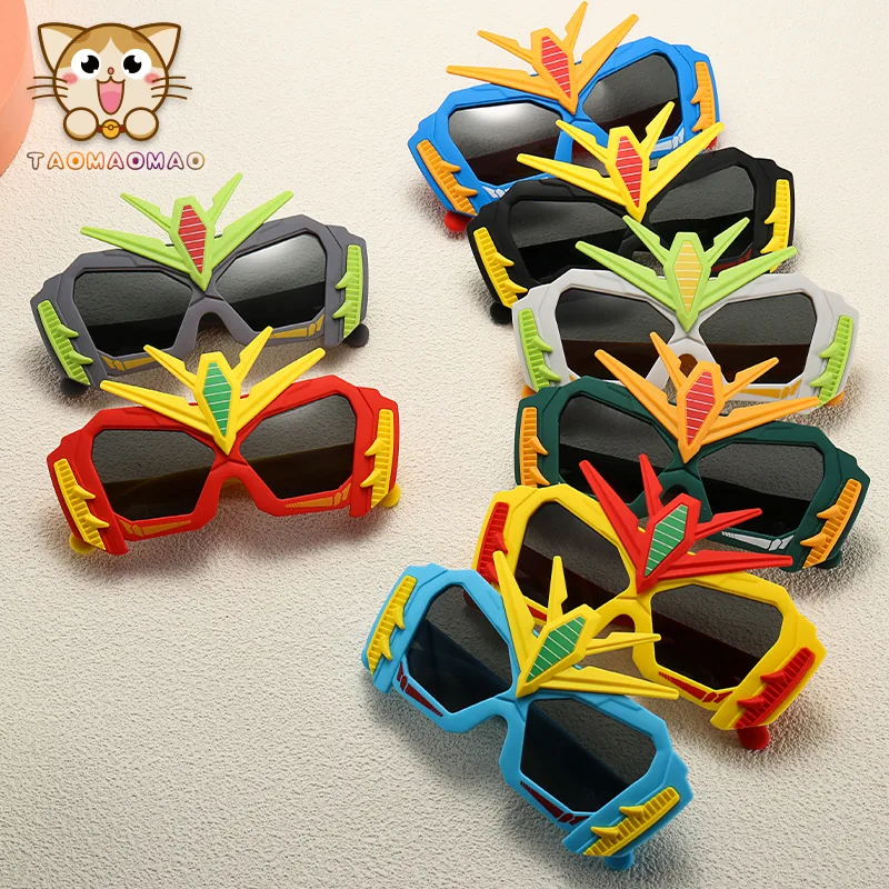 Girls Boys Cute Warrior Cartoon Sunglasses UV400 Children Silicone Round Frame Sunglasses Outdoor Eyewear Baby Shade Glasses