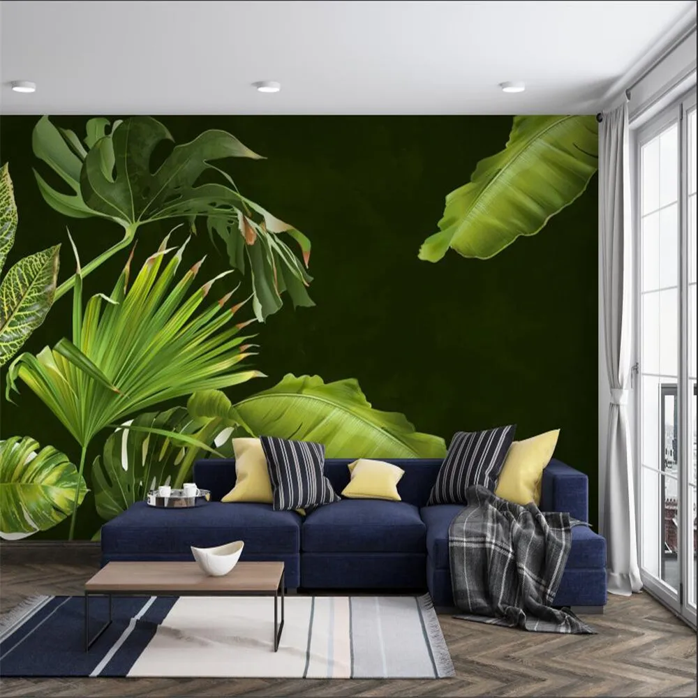 

Milofi custom large-scale 3D printing wallpaper mural Nordic green plants tropical beauty decorative painting background wall